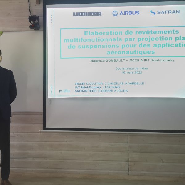 Maxence Gombault defended his thesis on the elaboration of multifunctional coatings by suspension plasma spray for aeronautical applications